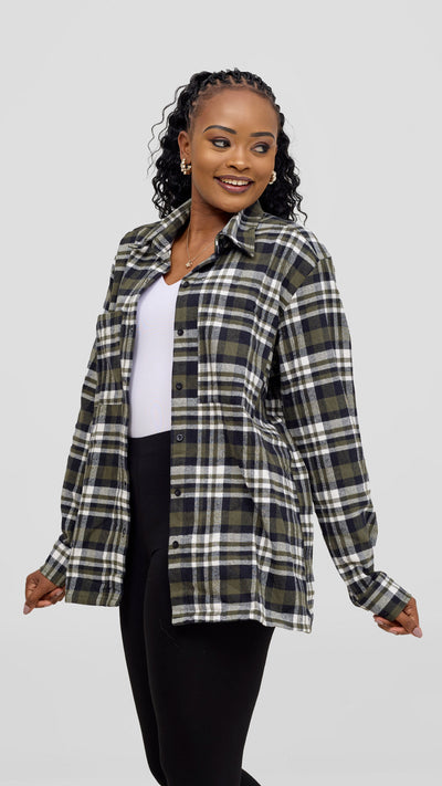 Zoya Aridi Unisex Shacket (Flannel) - Black/Hunters