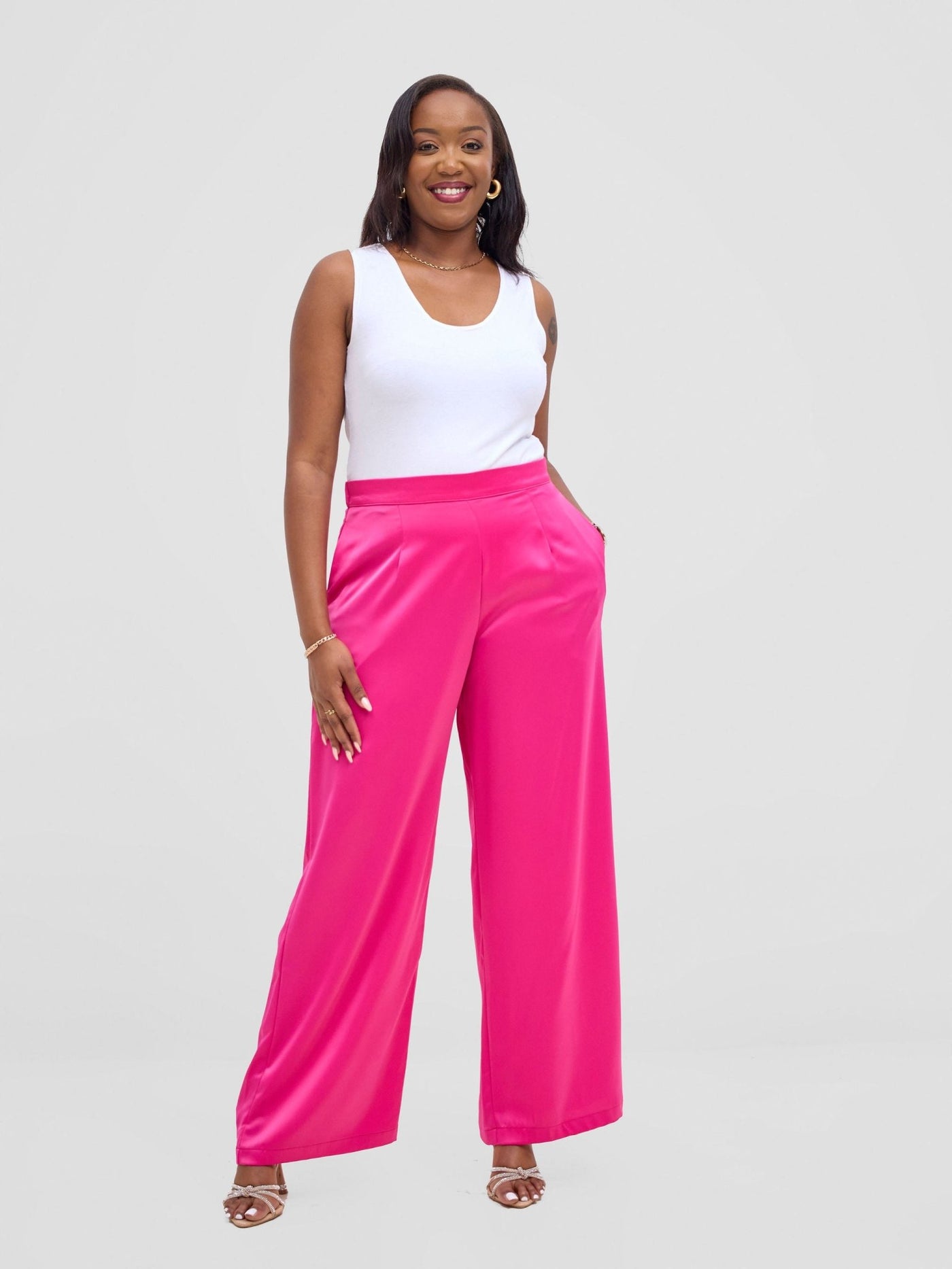 Vivo Yene Wide Leg Pants - Hot Pink - Shopzetu