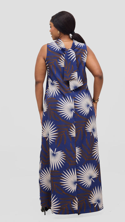 Vivo Bissa Reversible Maxi Dress - Navy / Brown Print
