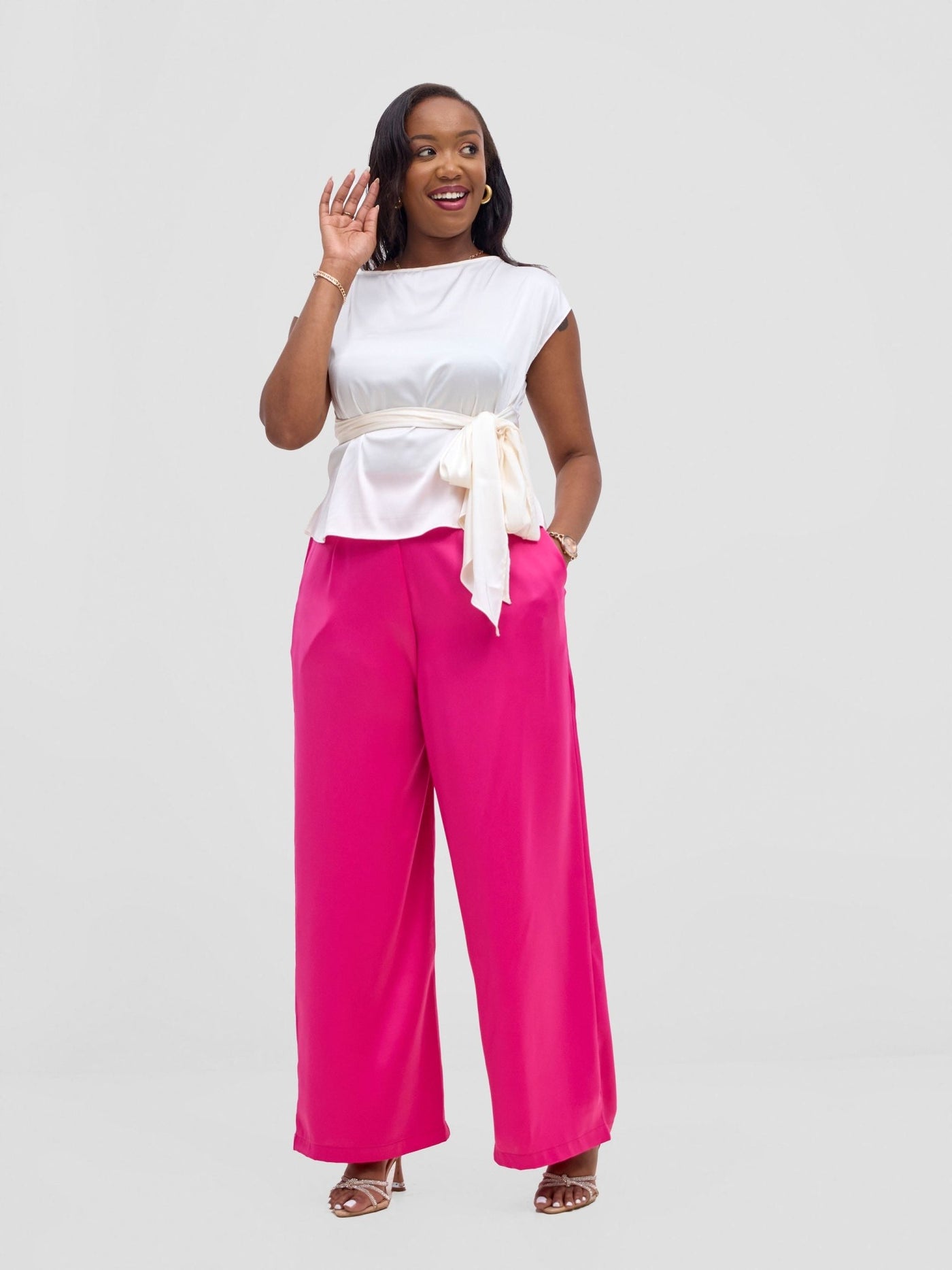 Vivo Yene Wide Leg Pants - Hot Pink - Shopzetu