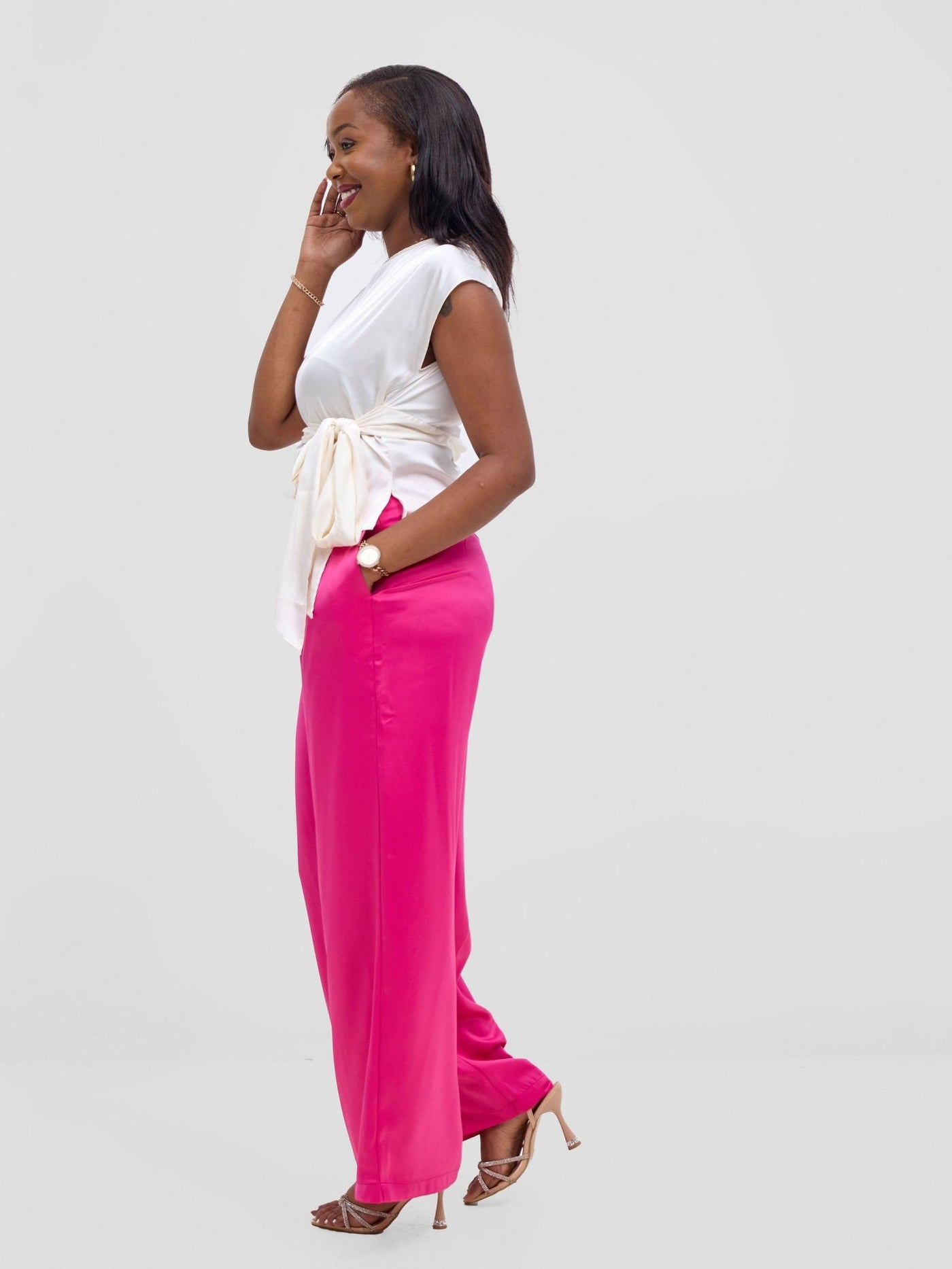 Vivo Yene Wide Leg Pants - Hot Pink - Shopzetu
