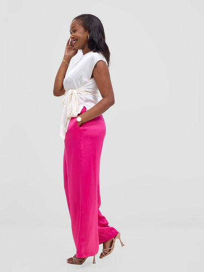 Vivo Yene Wide Leg Pants - Hot Pink - Shopzetu