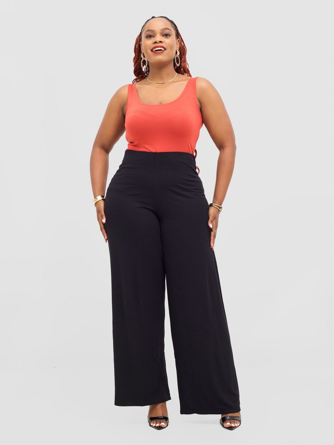 Vivo Basic Palazzo Pants - Black - Shopzetu