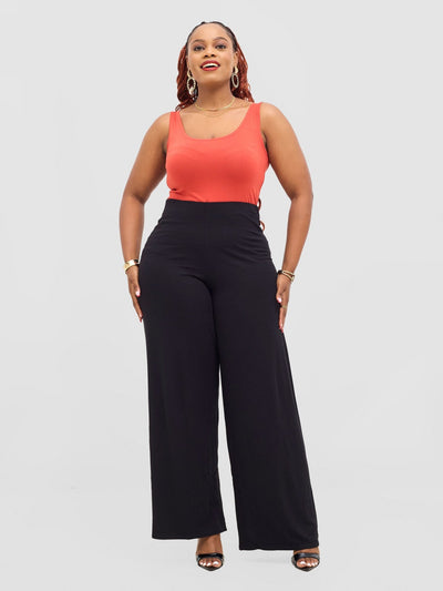 Vivo Basic Palazzo Pants - Black - Shopzetu