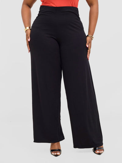 Vivo Basic Palazzo Pants - Black - Shopzetu