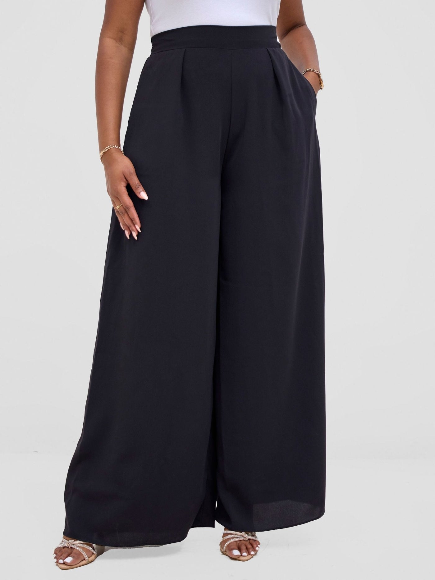 Vivo Basic Crepe Pants - Black - Shopzetu