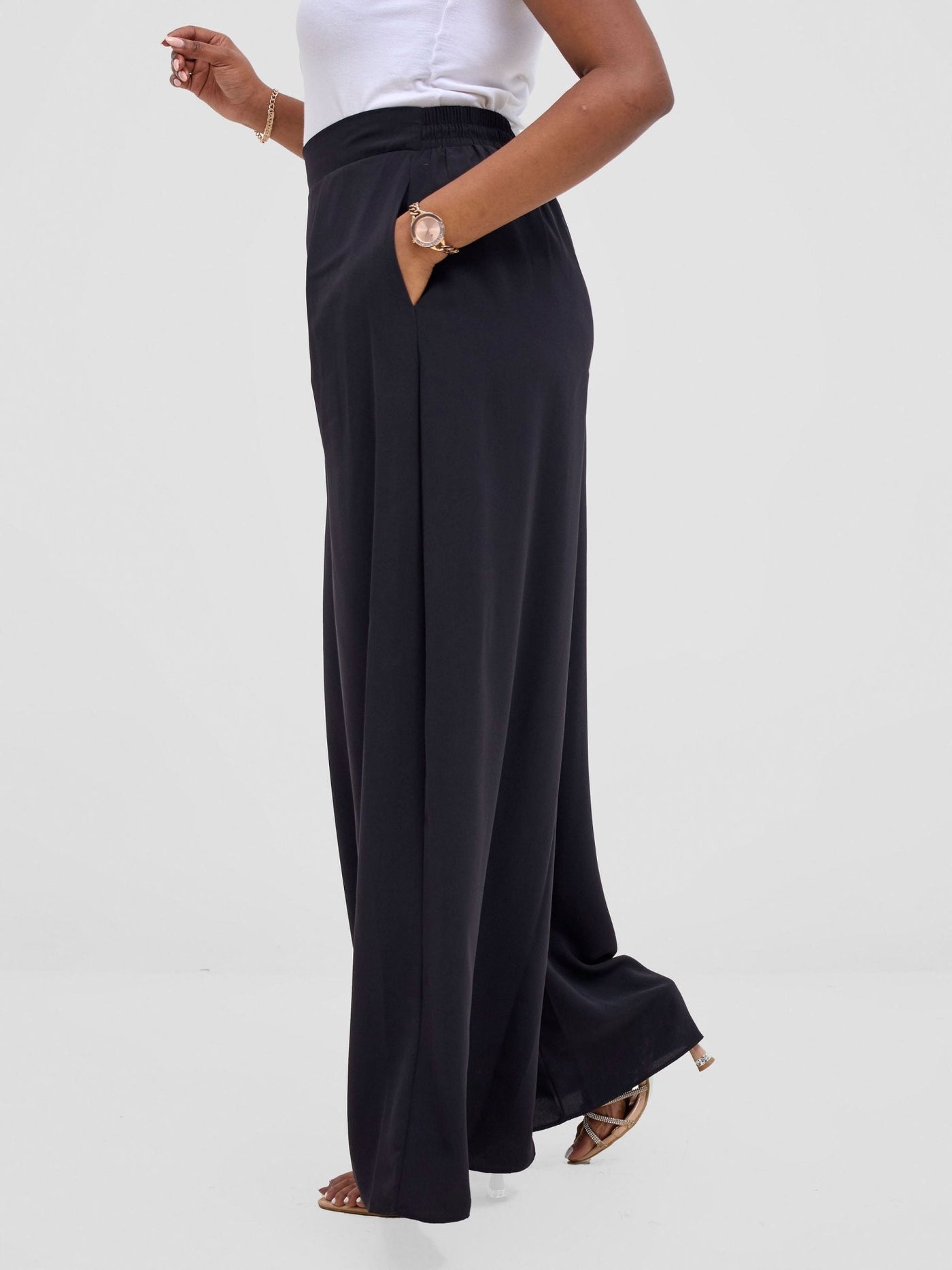 Vivo Basic Crepe Pants - Black - Shopzetu