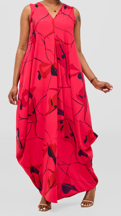 Vivo Kemi Side Cowl Maxi Dress - Pink / Purple