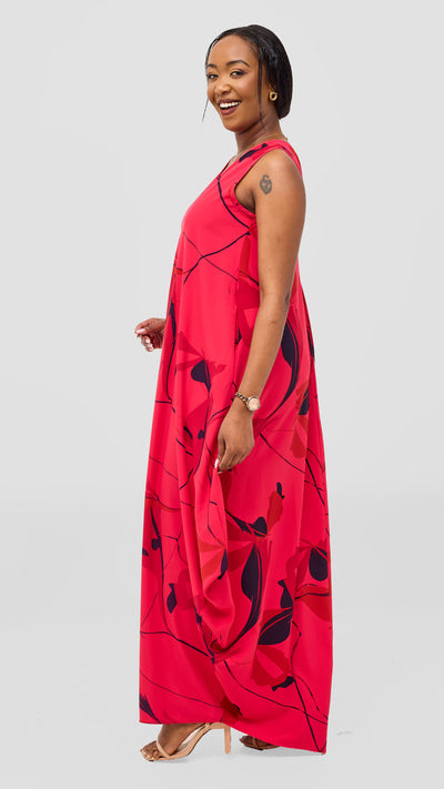 Vivo Kemi Side Cowl Maxi Dress - Pink / Purple