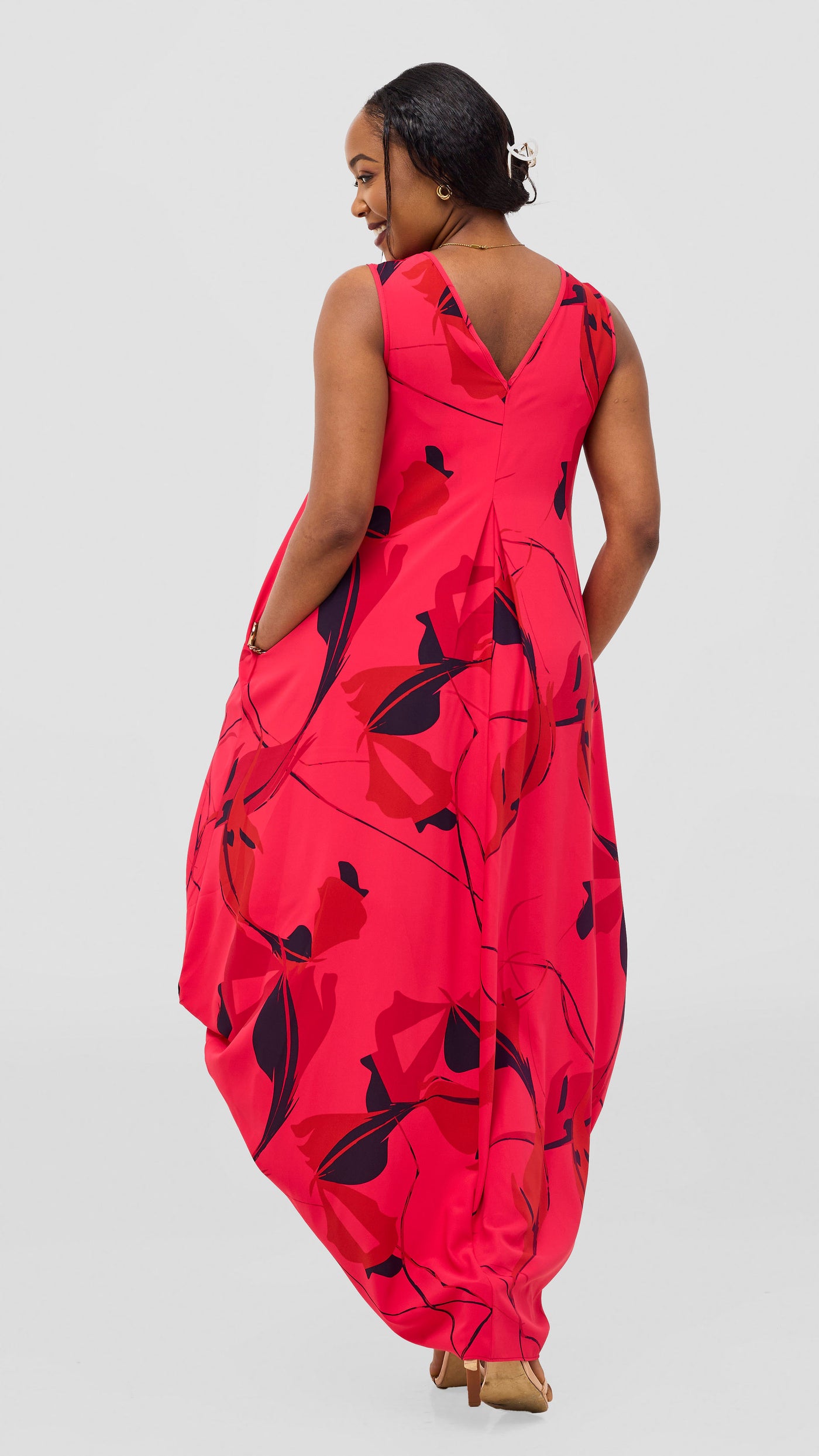 Vivo Kemi Side Cowl Maxi Dress - Pink / Purple