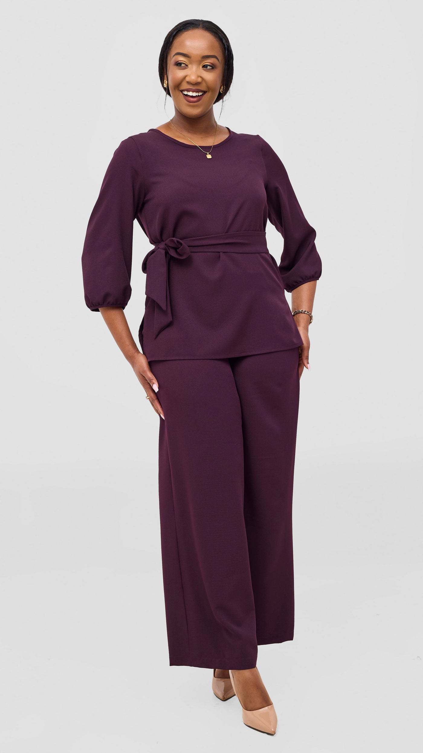 Vivo Kani Wide Leg Pants - Dark Purple