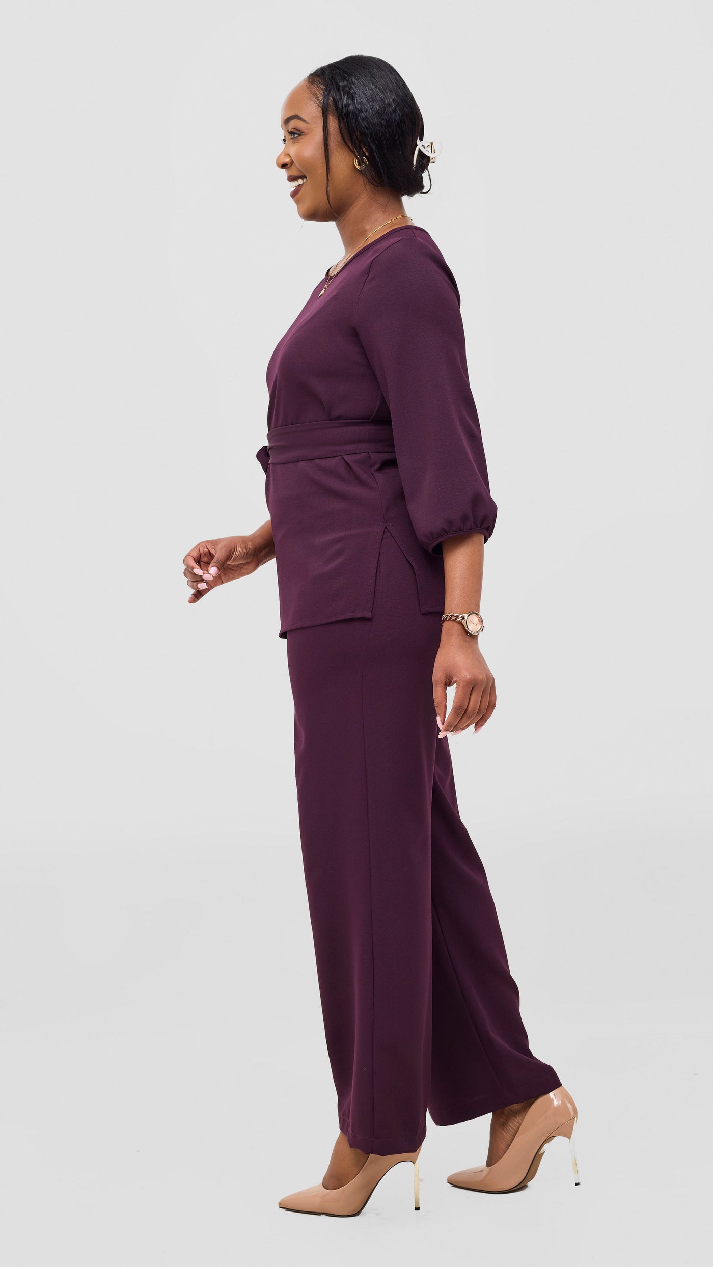 Vivo Kani Wide Leg Pants - Dark Purple