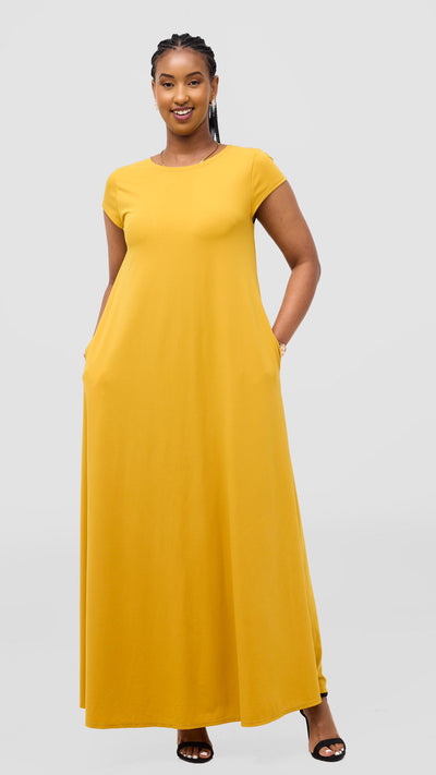 Vivo Basic Kena Tent Maxi Dress - Mustard