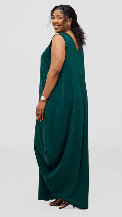 Vivo Kemi Side Cowl Maxi Dress - Dark Green