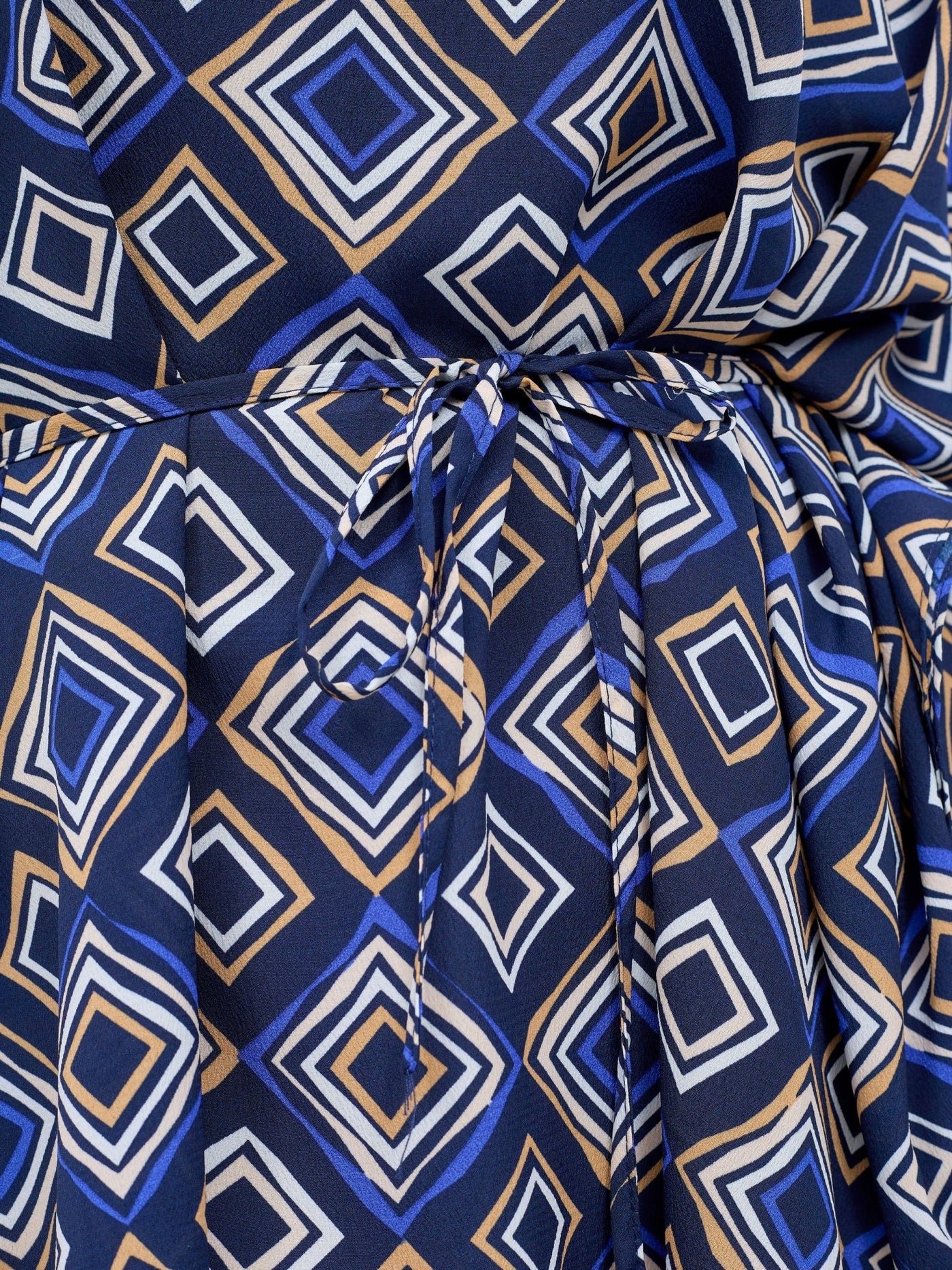 Vivo Basic Chiffon Tie Kaftan Top - Navy / Royal Blue Api Print - Shopzetu