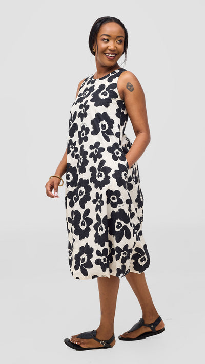 Safari by Vivo  Nazari Bubble Midi Dress - Beige / Black Print