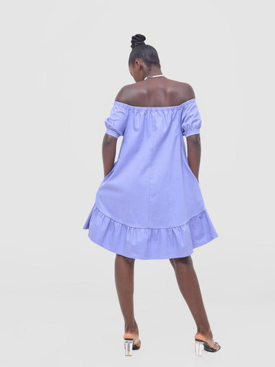 Zoya Nia Off Shoulder Knee Length Dress - Lilac - Shopzetu