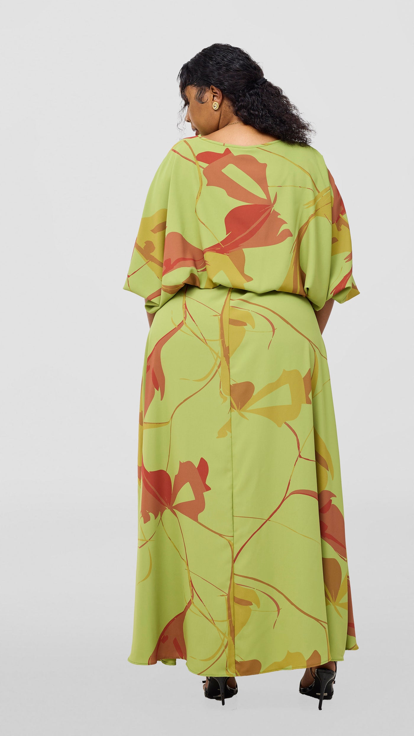 Vivo Kemi Maxi Skirt - Lime Green / Maroon Emi Print