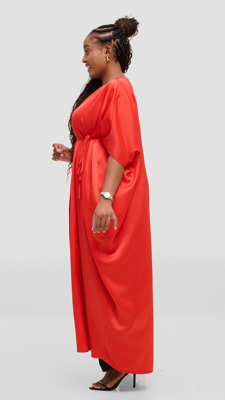 Vivo Essi Front Slit Maxi Top In Satin - Orange