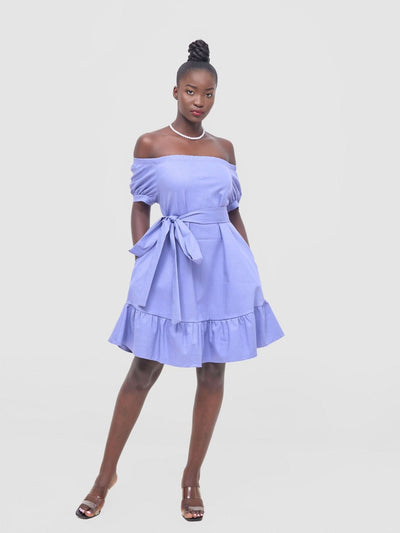 Zoya Nia Off Shoulder Knee Length Dress - Lilac - Shopzetu