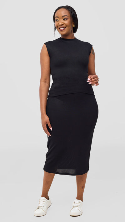 Vivo Ria Mock Neck Top - Black