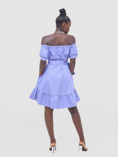 Zoya Nia Off Shoulder Knee Length Dress - Lilac - Shopzetu