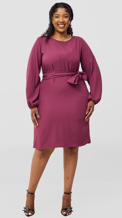 Vivo Laika Bishop Sleeve Shift Dress - Dark Pink