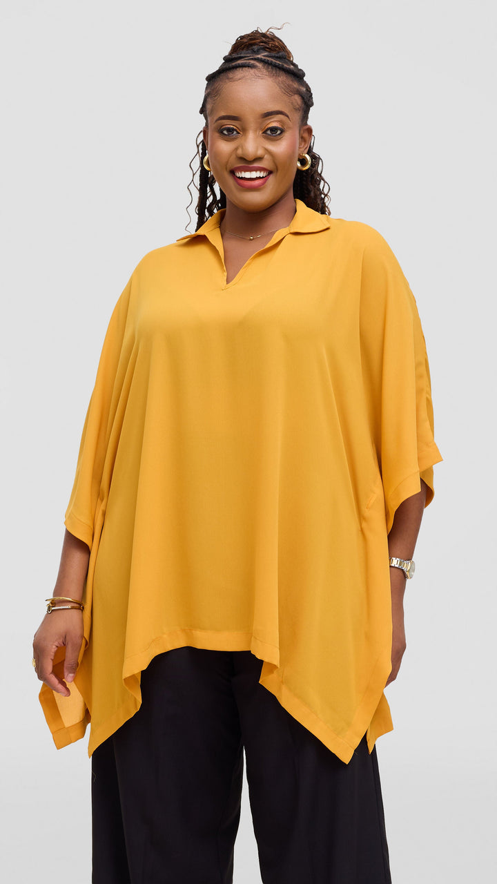 Vivo Isabi Loose Top in Chiffon - Mustard