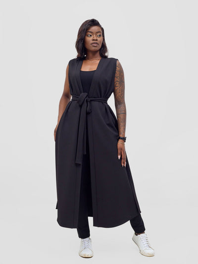 Vivo Chela Sleeveless Waterfall - Black - Shopzetu