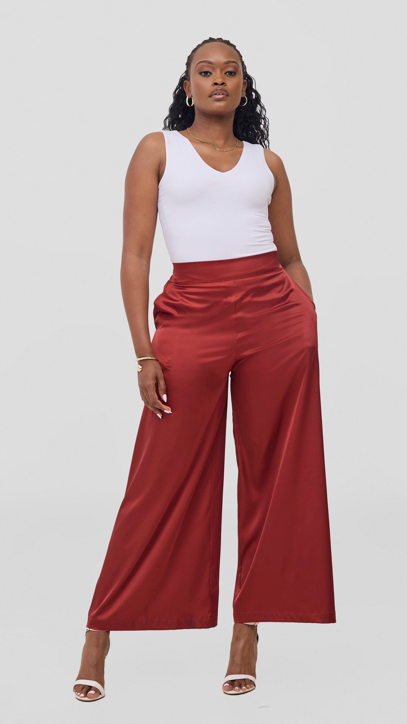 Vivo Chidii Wide Leg Pants - Dark Red