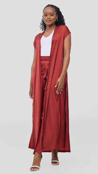 Vivo Chidii Drop Shoulder Kimono - Dark Red