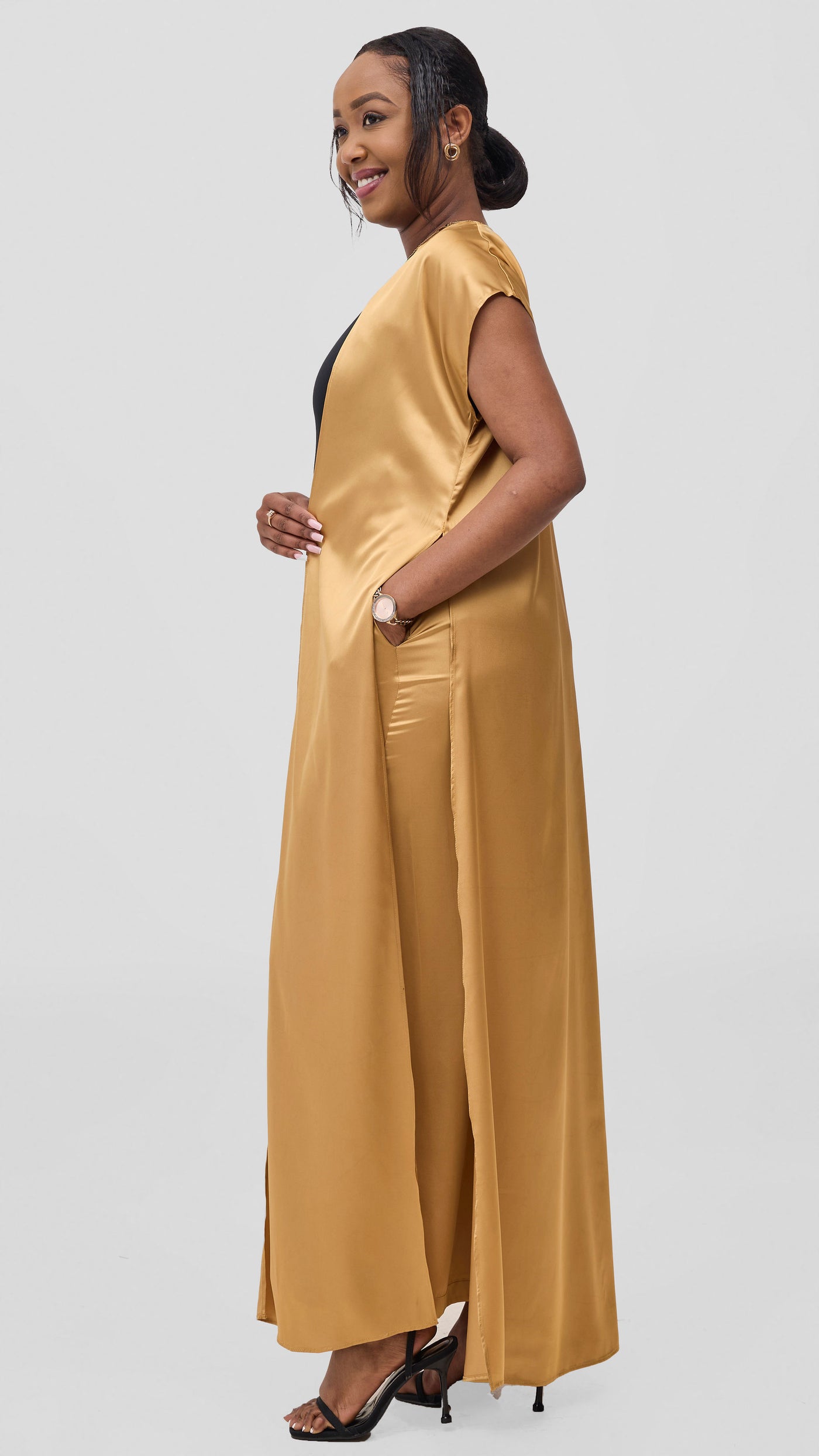 Vivo Chidii Drop Shoulder Kimono - Gold