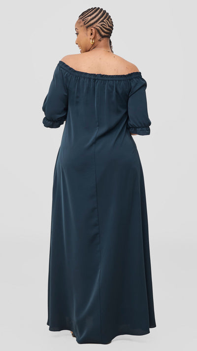 Vivo Situ Off-Shoulder Tie Maxi Dress - Dark Green