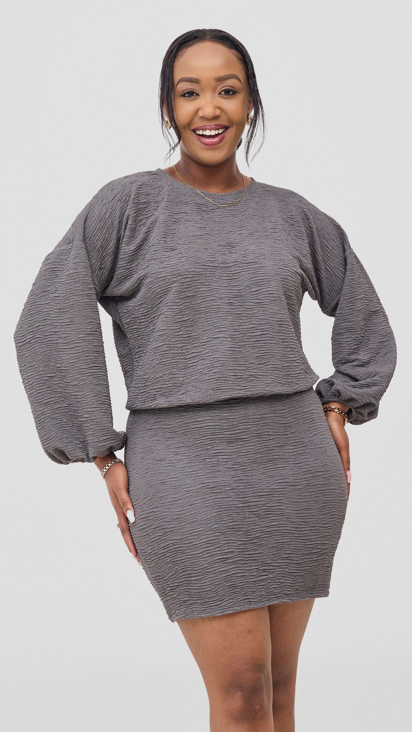 Vivo Alma Drawstring Top - Dark Grey