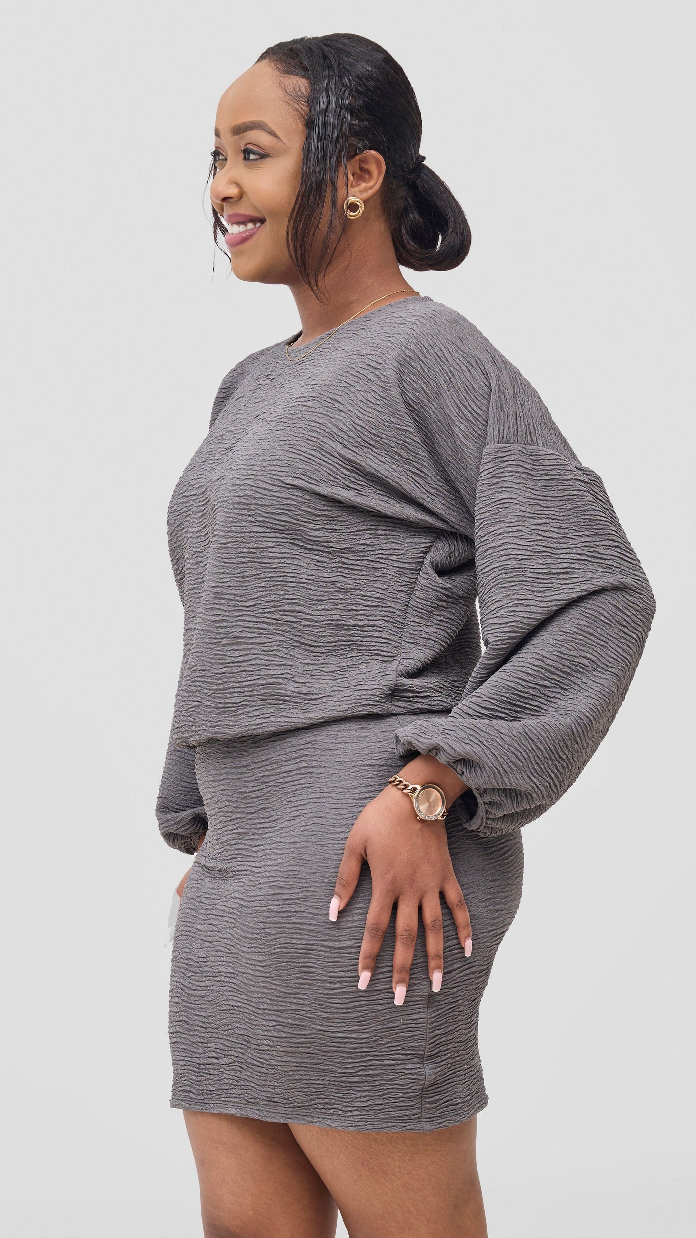 Vivo Alma Drawstring Top - Dark Grey
