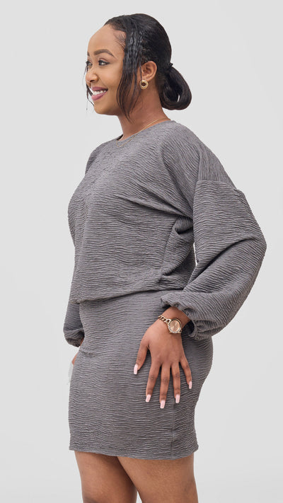 Vivo Alma Drawstring Top - Dark Grey