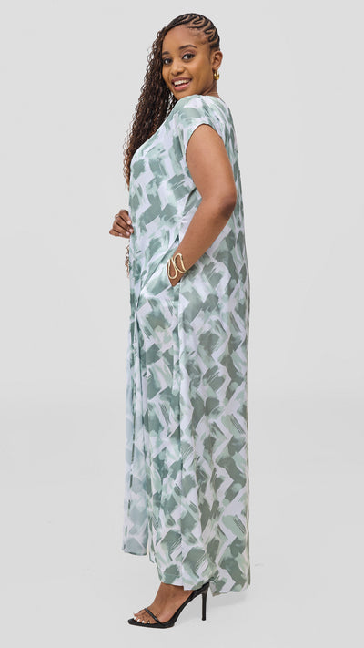 Vivo Chidii Drop Shoulder Kimono - White / Mint Tulu Print