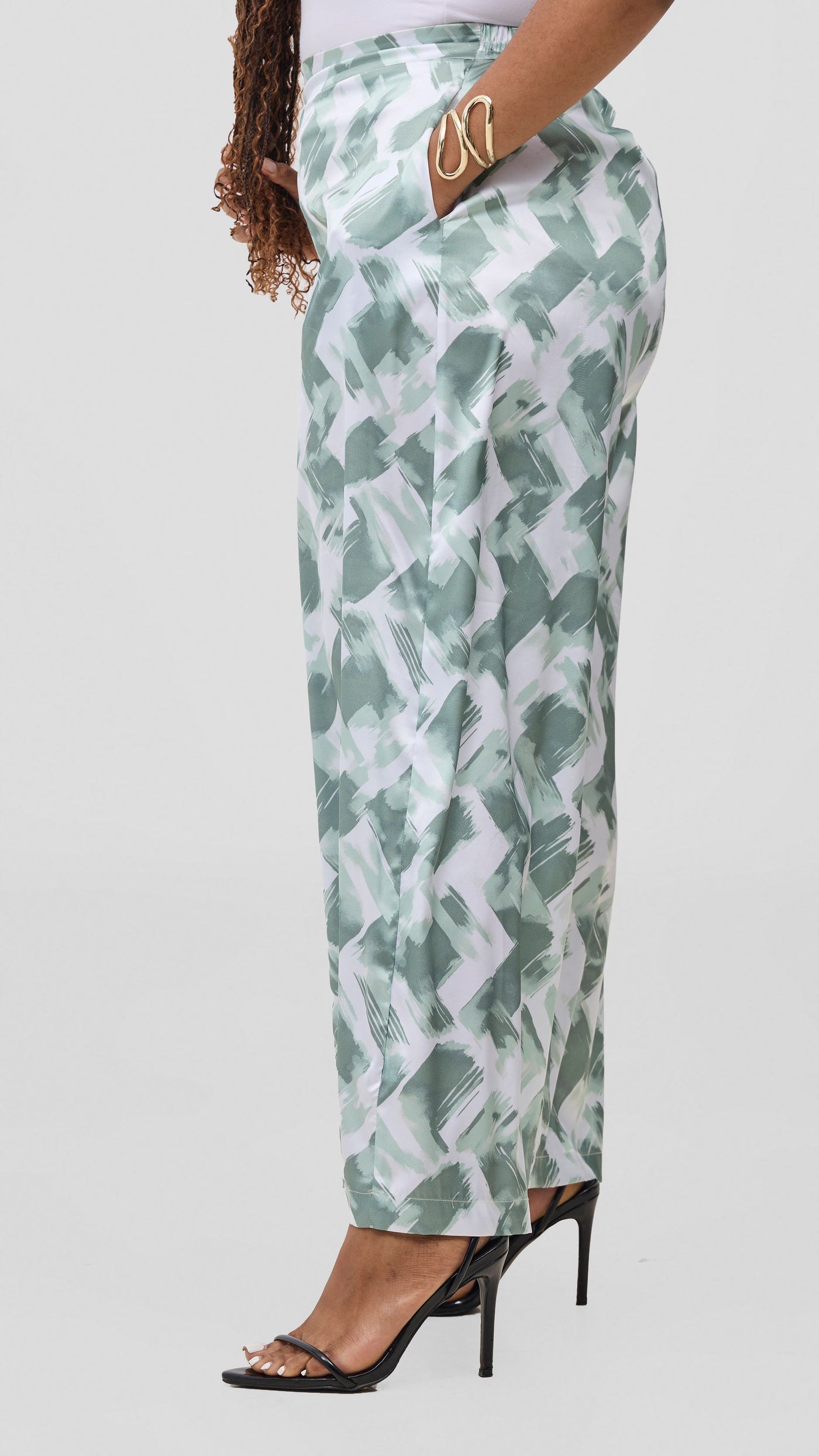 Vivo Chidii Wide Leg Pants - White / Mint Tulu Print