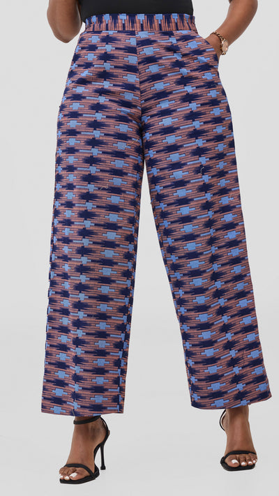 Vivo Kitenge Wide Leg Pants -  Navy / Pink Bakari Print