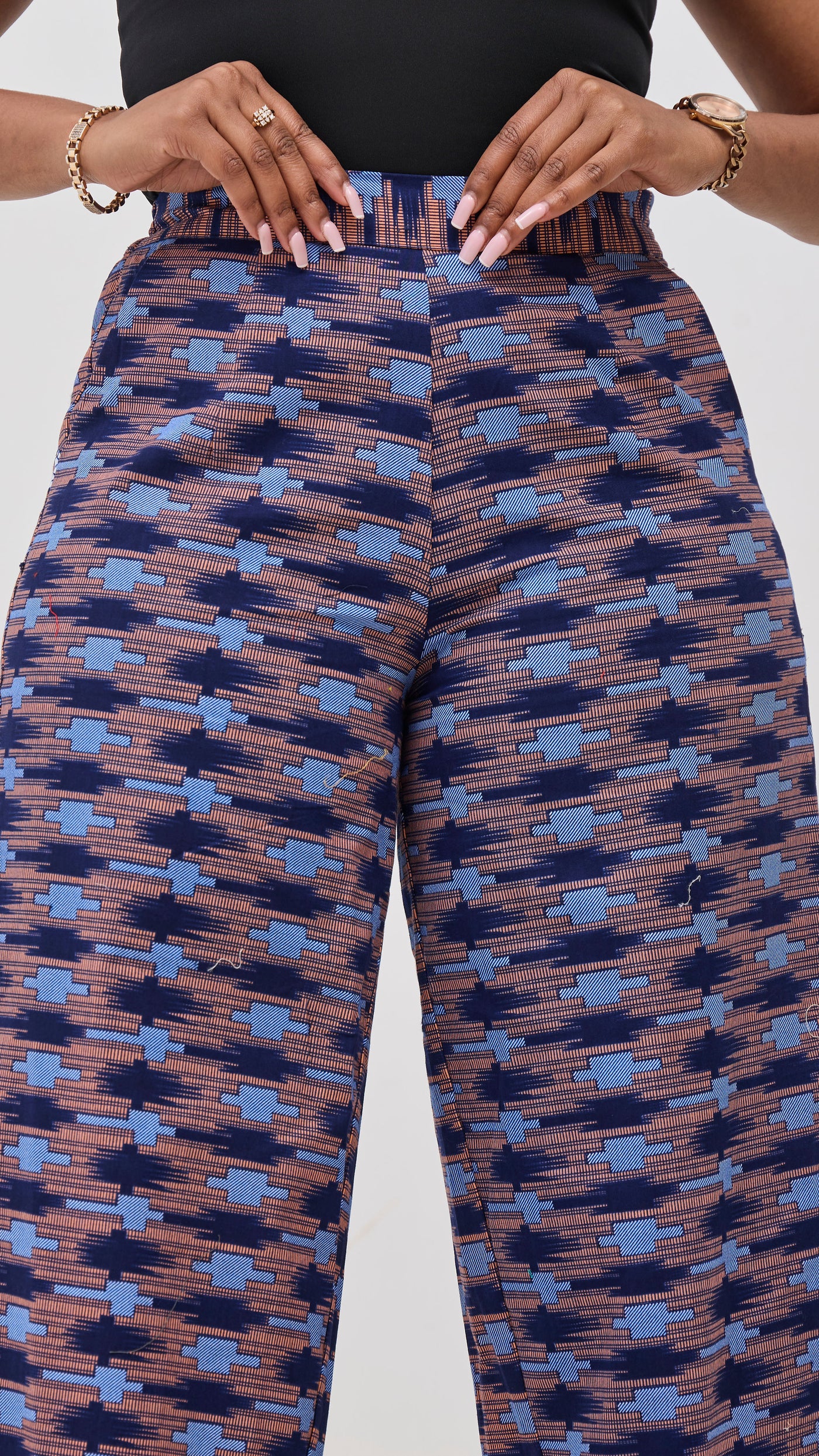 Vivo Kitenge Wide Leg Pants -  Navy / Pink Bakari Print