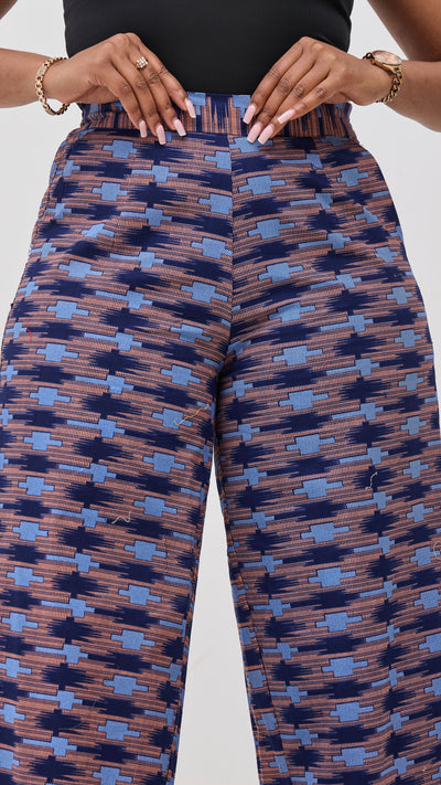 Vivo Kitenge Wide Leg Pants -  Navy / Pink Bakari Print