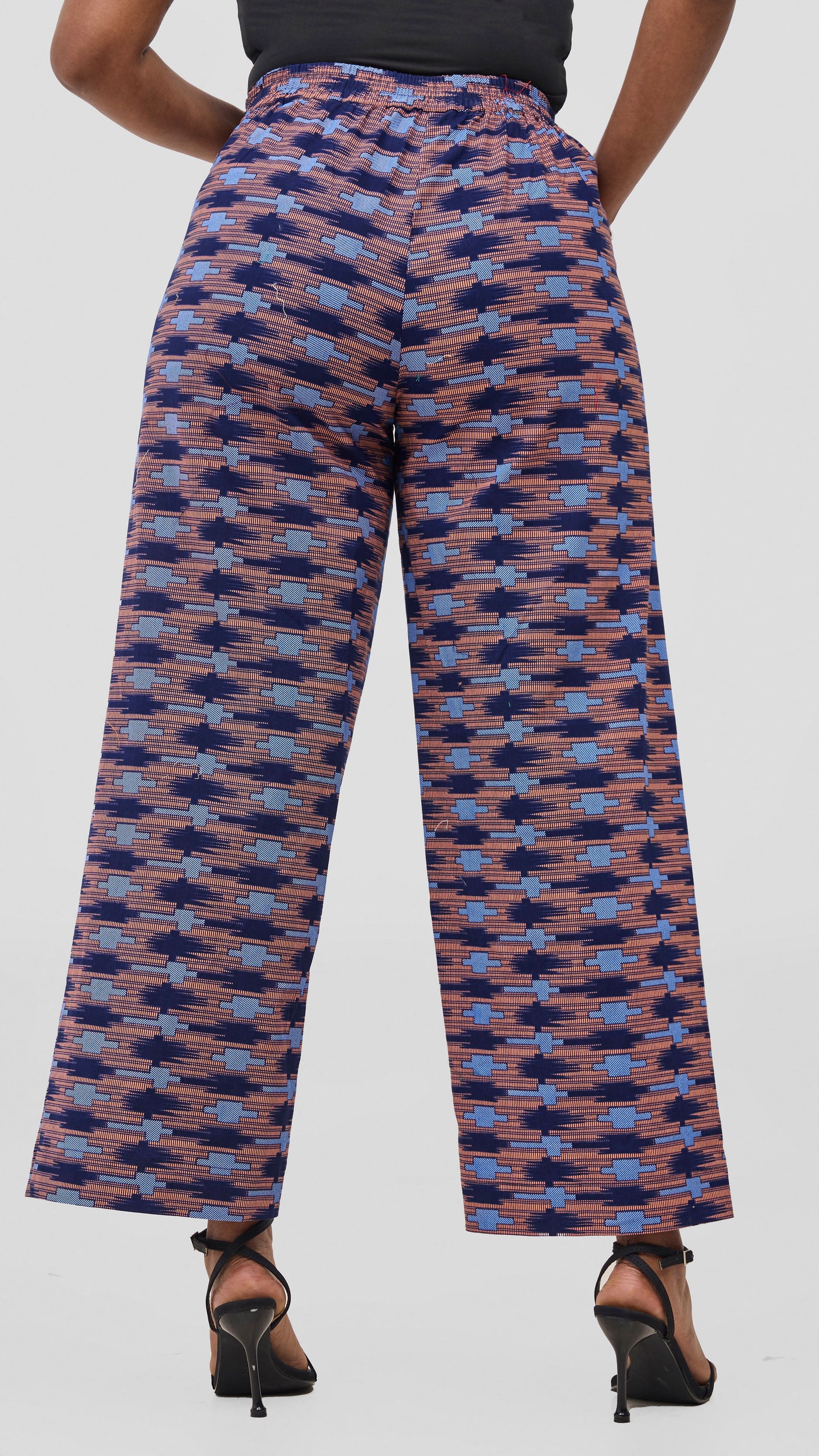 Vivo Kitenge Wide Leg Pants -  Navy / Pink Bakari Print