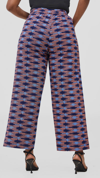 Vivo Kitenge Wide Leg Pants -  Navy / Pink Bakari Print
