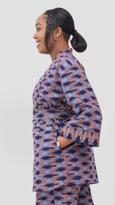 Vivo Short Kimono - Navy / Pink Bakari Print