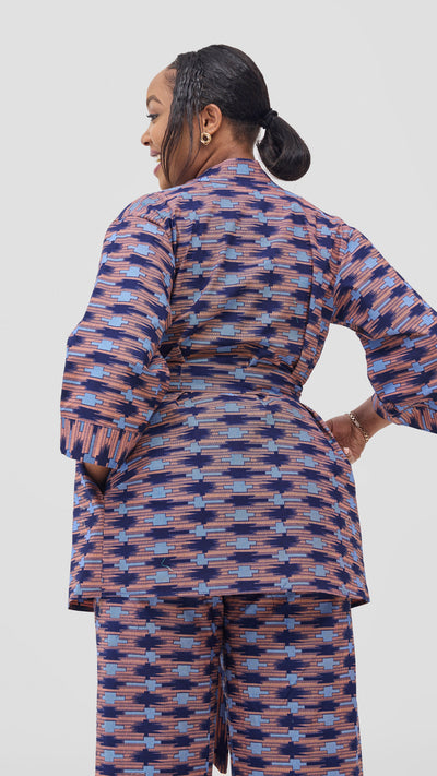 Vivo Short Kimono - Navy / Pink Bakari Print