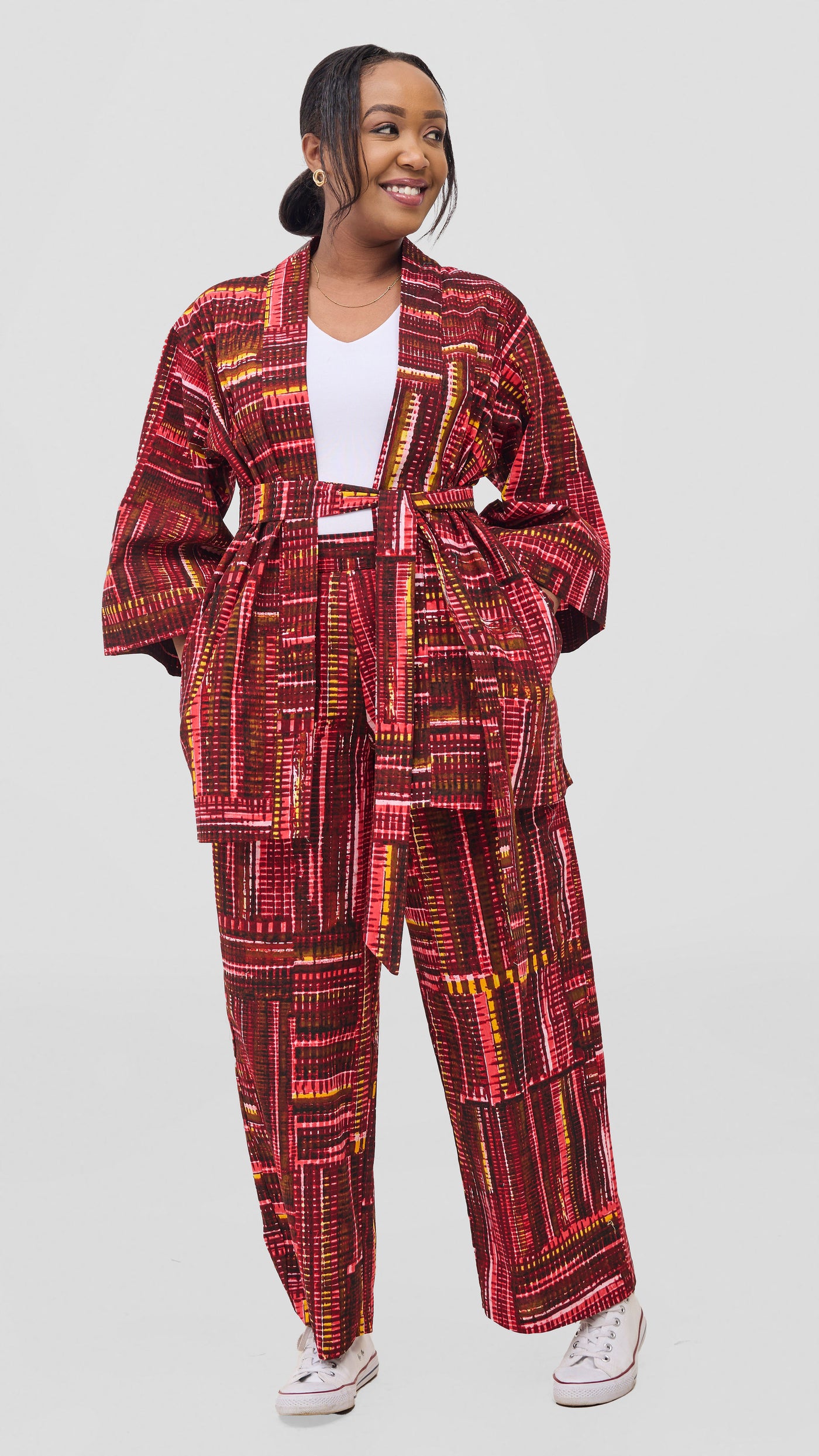 Vivo Short Kimono - Maroon / Pink Ara Print