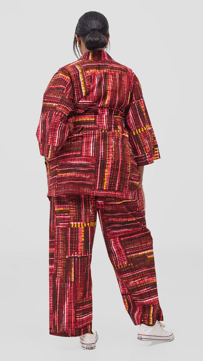 Vivo Short Kimono - Maroon / Pink Ara Print