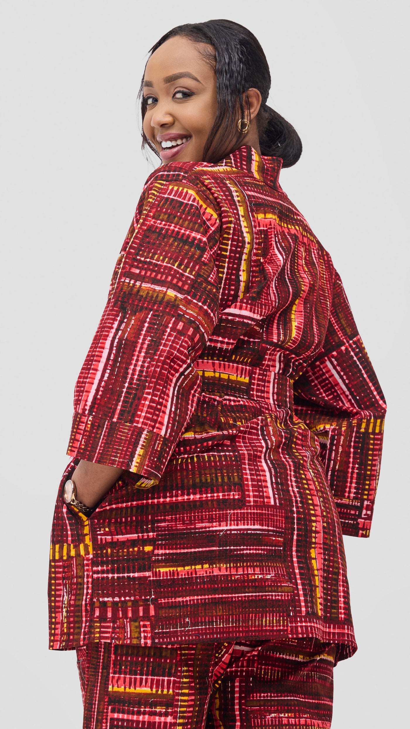 Vivo Short Kimono - Maroon / Pink Ara Print