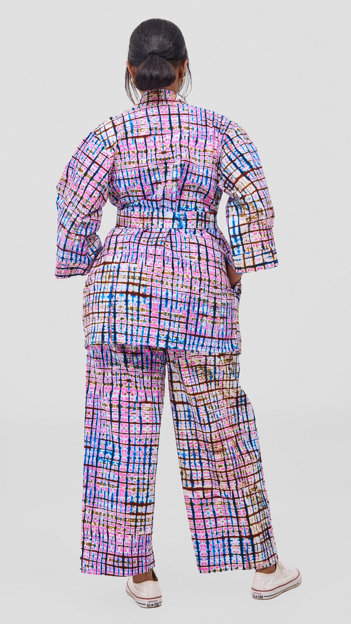 Vivo Short Kimono - Blue / Pink Azizi Print