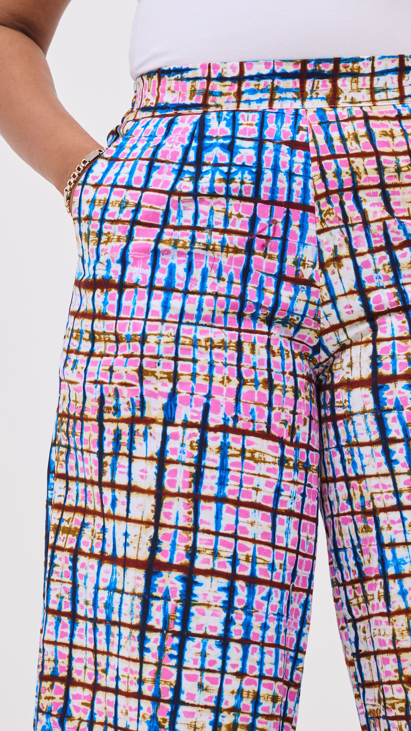 Vivo Kitenge Wide Leg Pants - Blue / Pink Azizi Print